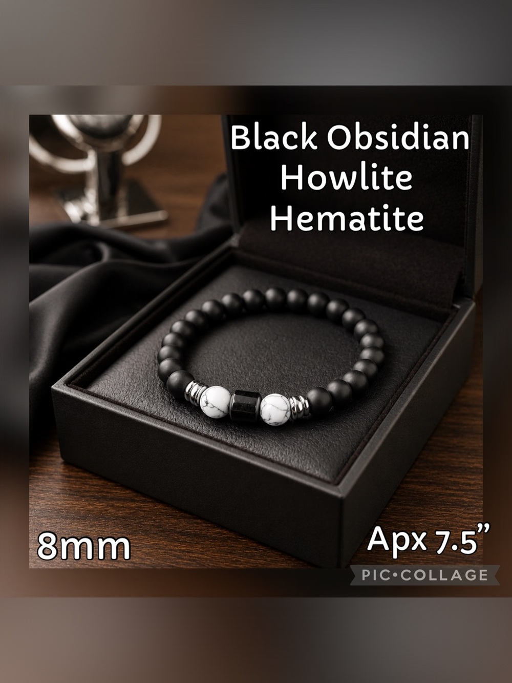 Matte Black Obsidian - Howlite & Hematite Beaded Crystal Bracelet